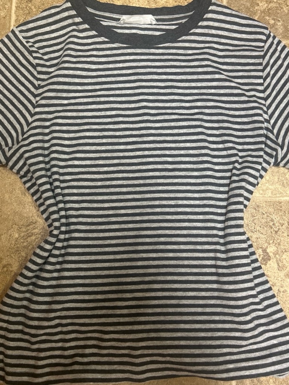 Cotton On Black & Gray Striped Short Sleeve Crew Top